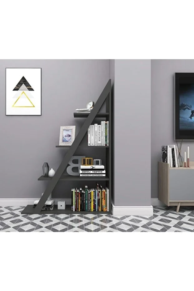 Arven 4 Raflı Kitaplık – Modern Tasarım, Antrasit-Beyaz Renkli Raf Ünitesi